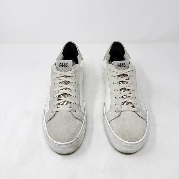 [P448] Thea Platform Lace Up Low Top Sneakers White Gray Sparkle Tweed Size 40 - Picture 6 of 13